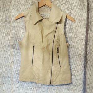 Cream leather zip up vest